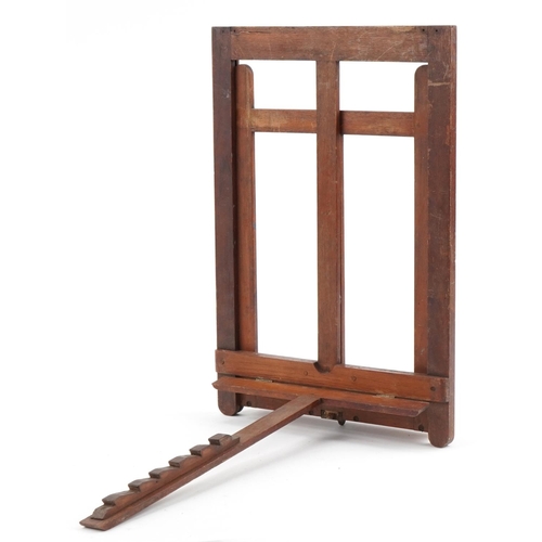 1378 - Victorian mahogany and brass artist's easel, 54cm x 36cm