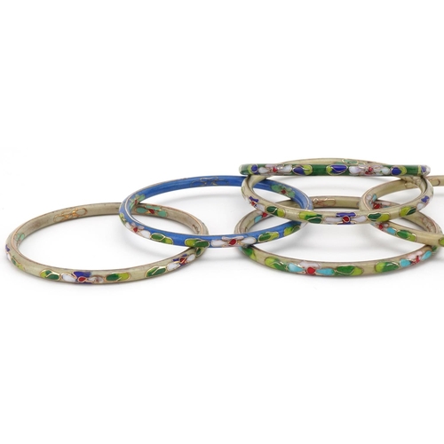 3473 - Seven Chinese cloisonné bangles, 7.5cm in diameter, total 101.5g