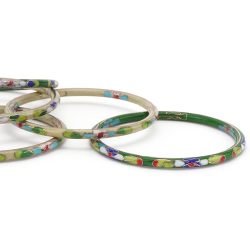 3473 - Seven Chinese cloisonné bangles, 7.5cm in diameter, total 101.5g