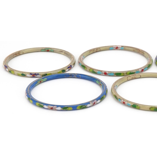 3473 - Seven Chinese cloisonné bangles, 7.5cm in diameter, total 101.5g