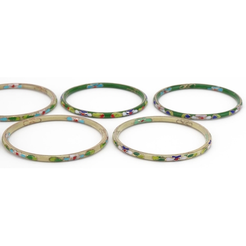 3473 - Seven Chinese cloisonné bangles, 7.5cm in diameter, total 101.5g