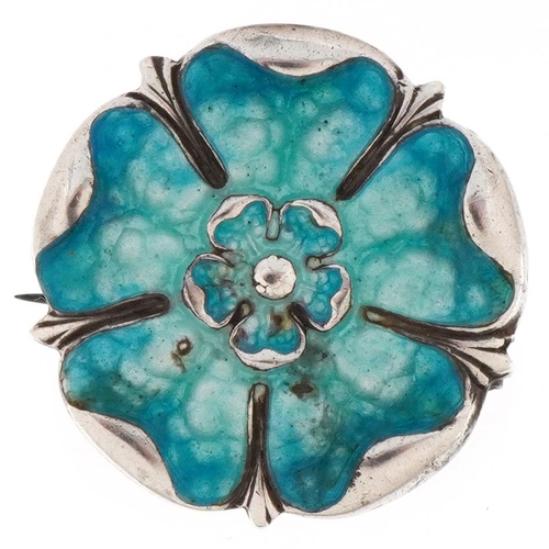 3205 - James Fenton, Arts & Craft silver and enamel brooch in the form of a Tudor rose, Birmingham 1908, 2.... 