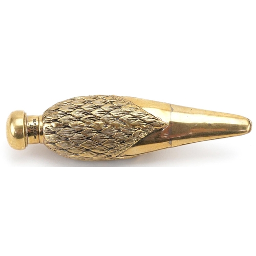 1217 - 18ct gold plated scent bottle in the form of a swan head, 9.5cm in length