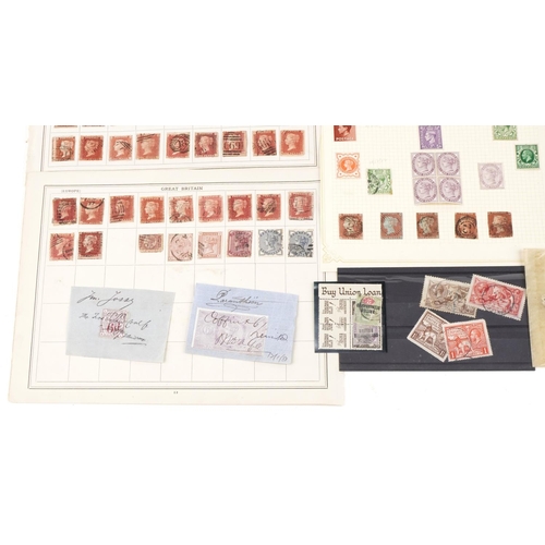 2461 - Victorian and later British stamps, some on sheets, including Penny Reds and Seahorses