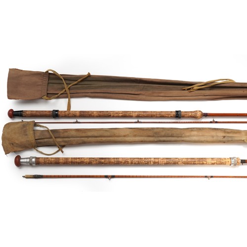 1411 - Two Richard Walker Avon MK IV hexagonal split cane fishing rods retailed by B James & Son