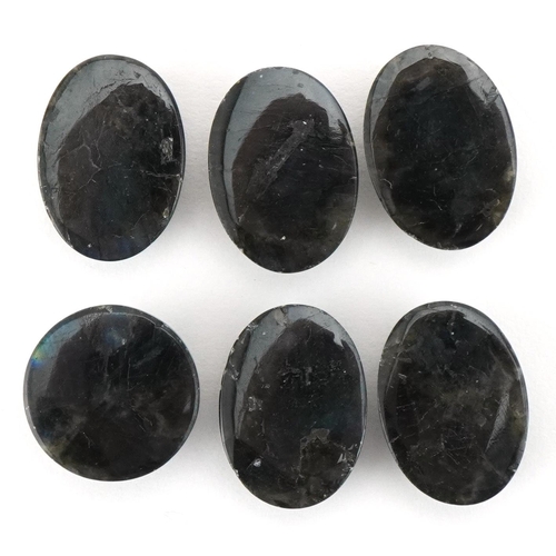 3428 - Six labradorite cabochons, total weight approximately 35.3 carat