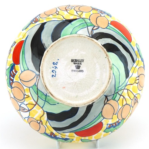 328 - Charlotte Rhead for Bursley ware stylized landscape bowl, numbered 2048, 26cms in diameter