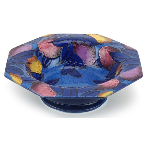 214 - Charlotte Rhead for Burleigh Ware Blue Plums floral bowl and plate, the plate 25cms in diameter