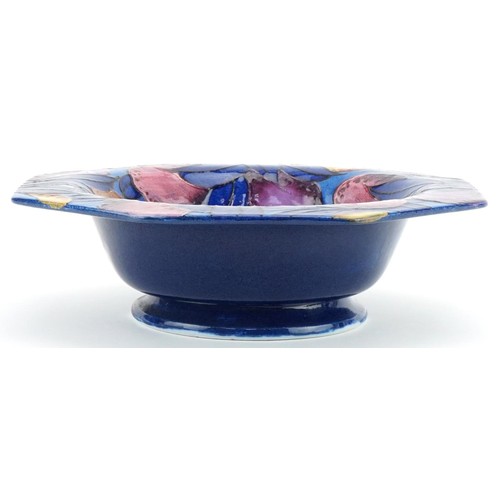 214 - Charlotte Rhead for Burleigh Ware Blue Plums floral bowl and plate, the plate 25cms in diameter