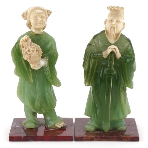 1300 - Pair of Vintage Chinese resin figures of a lady and gentleman, 15cm high