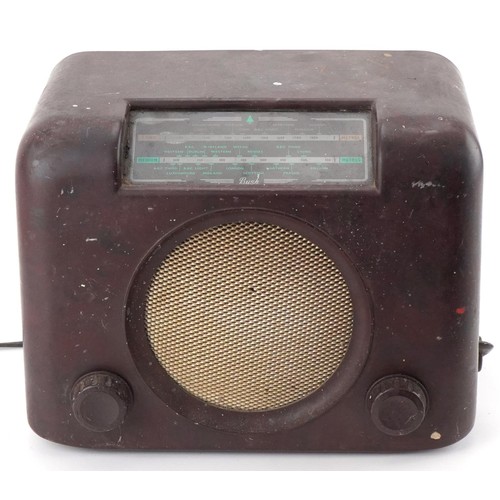 2286 - Vintage Bush brown Bakelite radio, 24cm H x 30cm W x 28cm D