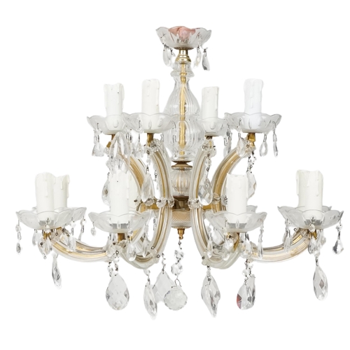 759A - Twelve branch two tier chandelier, 55cm in diameter x 44cm high