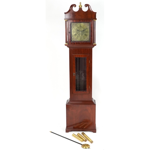 741 - Late 20th century mahogany longcase clock, 198cm H x 46cm W x 23cm D