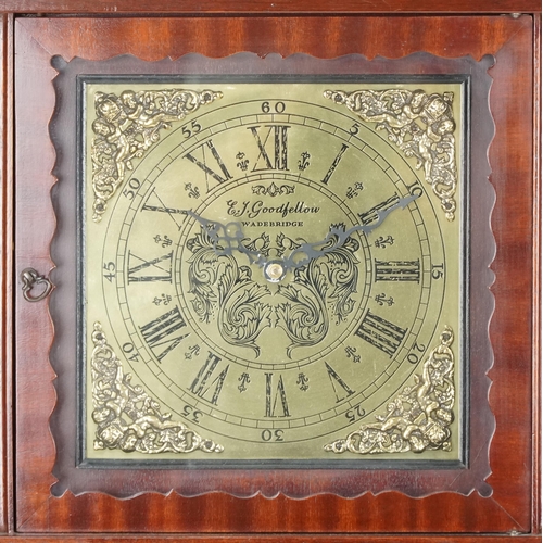 741 - Late 20th century mahogany longcase clock, 198cm H x 46cm W x 23cm D