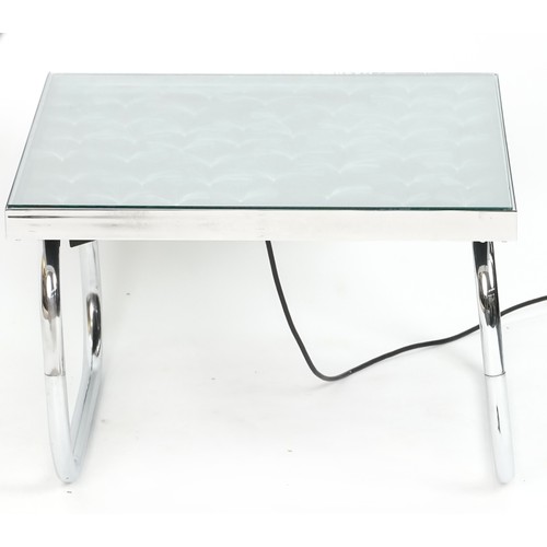 726 - A 1970s Art Deco style chrome fibre optic coffee table/wall art by Pluto Western Optics, 39cm H x 60... 