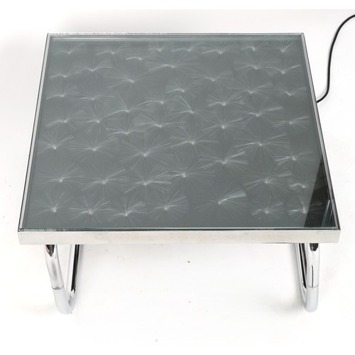 726 - A 1970s Art Deco style chrome fibre optic coffee table/wall art by Pluto Western Optics, 39cm H x 60... 