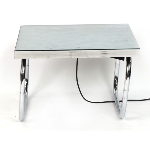 726 - A 1970s Art Deco style chrome fibre optic coffee table/wall art by Pluto Western Optics, 39cm H x 60... 