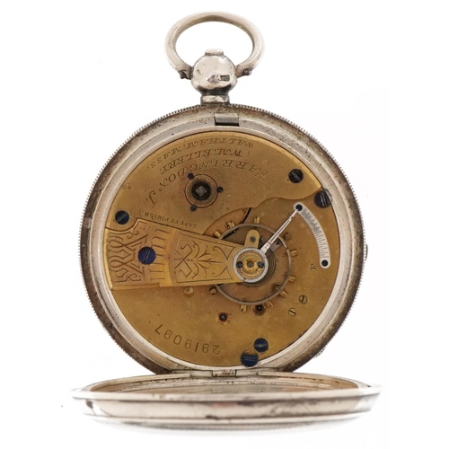 3251 - Farringdon, Victorian gentlemen's silver open face key wind pocket watch having enamelled and subsid... 