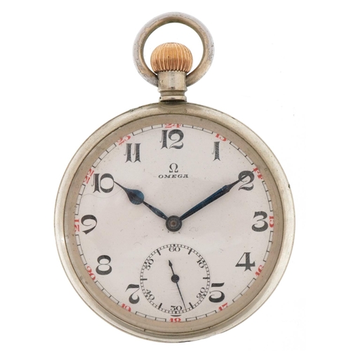 3215 - Omega gentlemen's open face pocket watch having military type enamelled dial with Arabic numerals, o... 