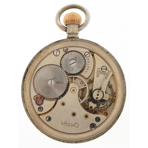 3215 - Omega gentlemen's open face pocket watch having military type enamelled dial with Arabic numerals, o... 