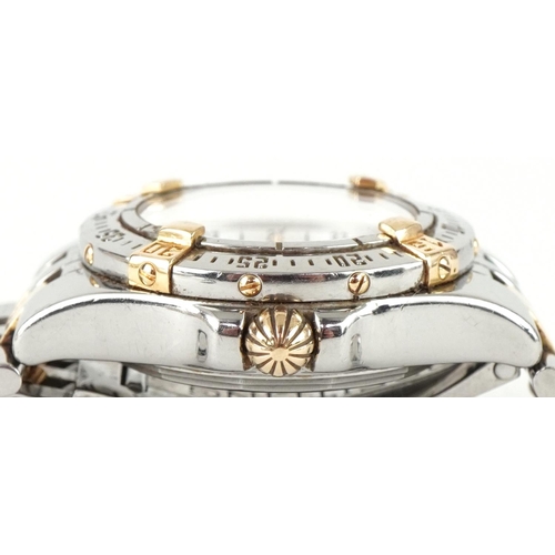 3023 - Breitling, ladies two tone Breitling chronometer wristwatch having diamond set mother of pearl dial ... 