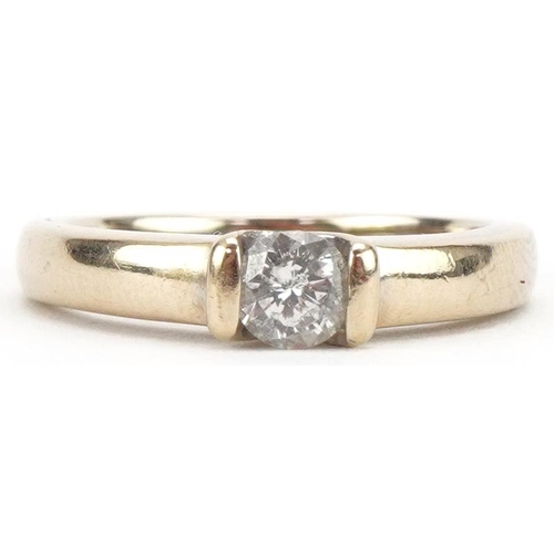 3041 - 18ct gold diamond solitaire ring, the diamond approximately 0.25 carat, size J, 3.3g