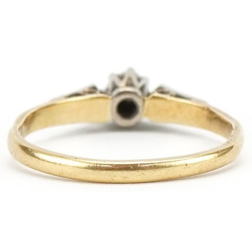 3071 - 18ct gold diamond solitaire ring, size L/M, 2.4g