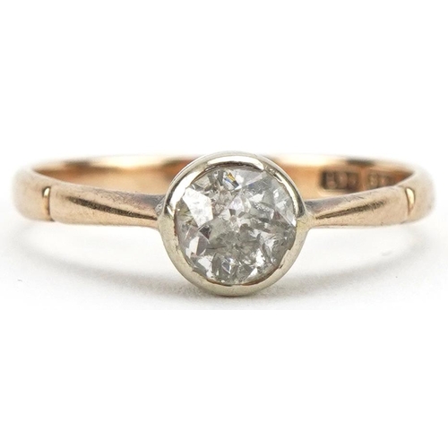 3134 - 9ct gold diamond solitaire ring, the diamond approximately 0.40 carat, size I, 1.2g