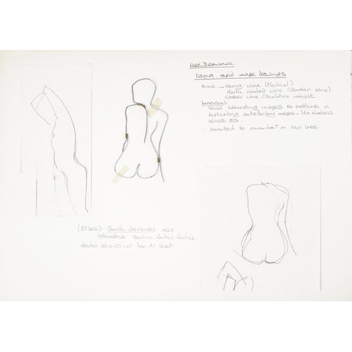 2147 - Neil Wilkinson, three sculptures and a folio of drawings and works from Brighton Art College, the la... 