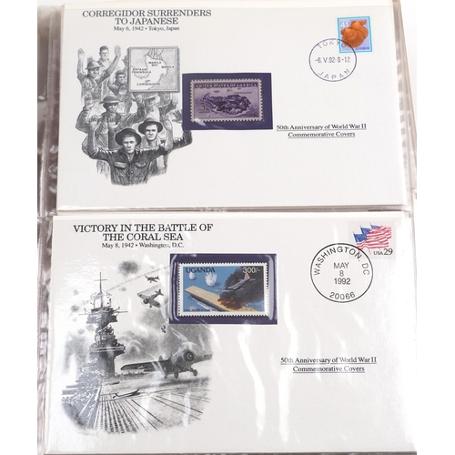 2281 - 50th Anniversary of World War II commemorative covers arranged in three albums by The Danbury Mint