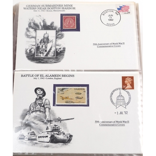 2281 - 50th Anniversary of World War II commemorative covers arranged in three albums by The Danbury Mint