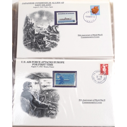 2281 - 50th Anniversary of World War II commemorative covers arranged in three albums by The Danbury Mint