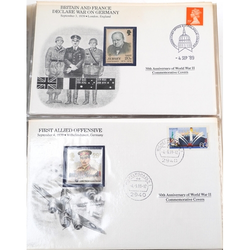 2281 - 50th Anniversary of World War II commemorative covers arranged in three albums by The Danbury Mint