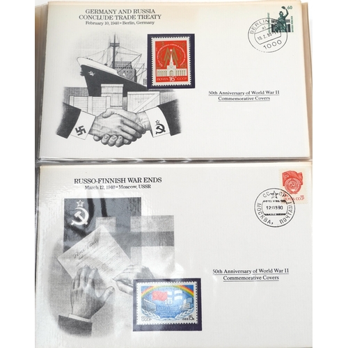 2281 - 50th Anniversary of World War II commemorative covers arranged in three albums by The Danbury Mint