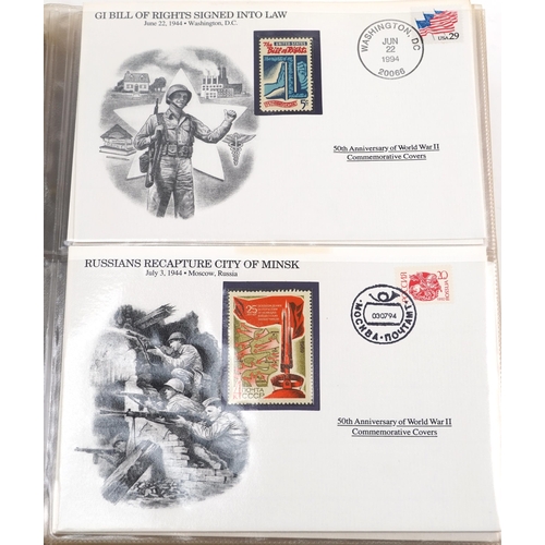 2281 - 50th Anniversary of World War II commemorative covers arranged in three albums by The Danbury Mint