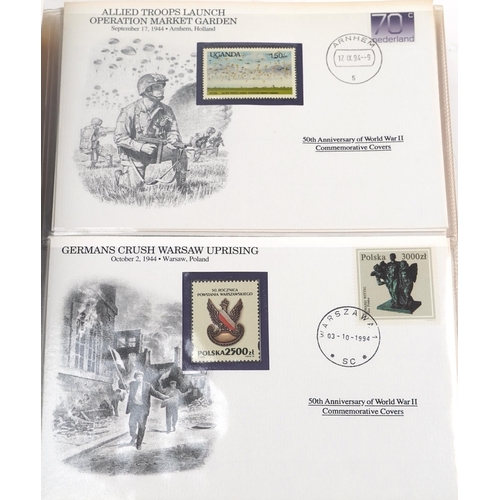 2281 - 50th Anniversary of World War II commemorative covers arranged in three albums by The Danbury Mint