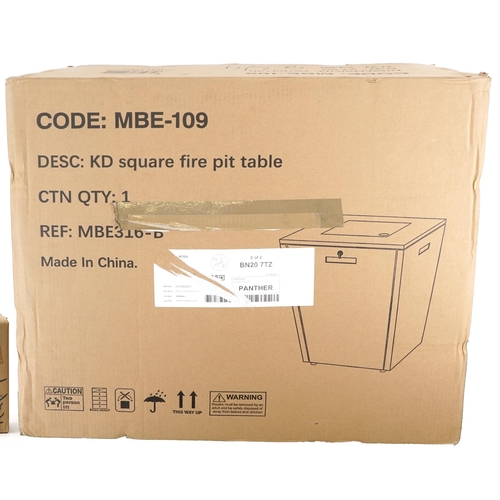 1120 - As new contemporary Propane outdoor firepit table/patio heater model MBE-109