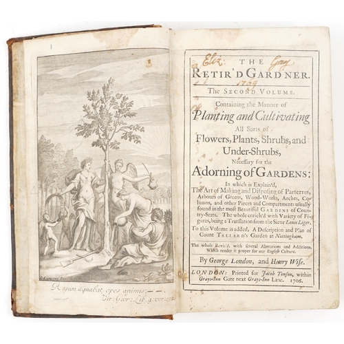 2332 - The Retir'd Gard'ner, early 18th century hardback book with engravings, published by Jacob Tonson 17... 