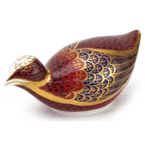 501 - Royal Crown Derby paperweight in the form of a bird with stopper, 14cm in length