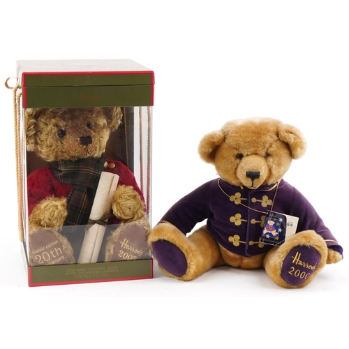 2058 - Two Harrods teddy bears, one with box and certificate, comprising 2005 20th Anniversary and 2000