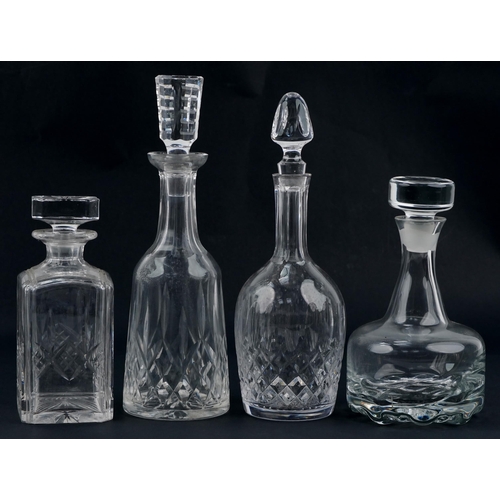 612 - Four cut glass and crystal decanters with stoppers including Orrefors