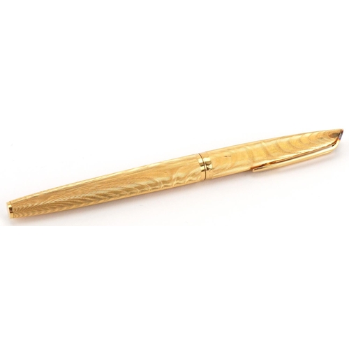 182 - Watermans gold plated fountain pen with 18ct gold nib and box, 13.5cm in length