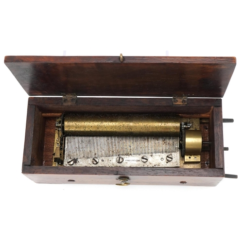 9 - F Lecoultre walnut music box, 21cm wide