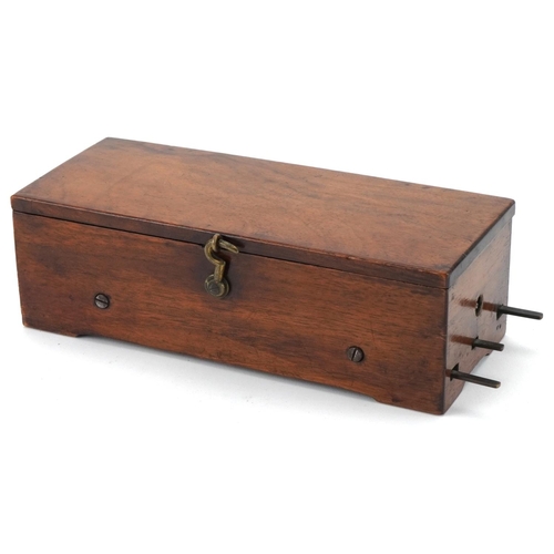 9 - F Lecoultre walnut music box, 21cm wide