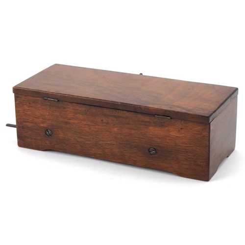 9 - F Lecoultre walnut music box, 21cm wide