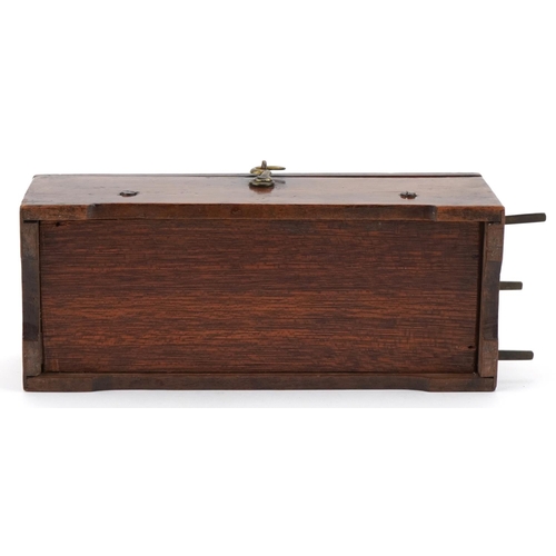 9 - F Lecoultre walnut music box, 21cm wide