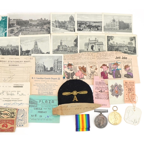 2499 - British military World War I medal pair awarded to 79188 PTE.A.DIBB.R.FUS with ephemera and aviation... 