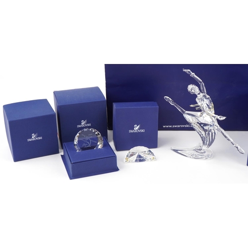 532 - Swarovski Crystal Magic of Dance - Anna 2004 with plaque and paperweight, each with box, the largest... 