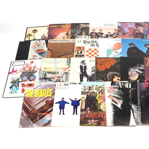 638 - Vinyl LP records including The Rolling Stones Sticky Fingers, The Stranglers, The Beatles, Fleetwood... 