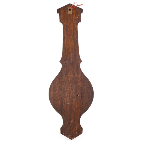 234 - Carved oak wall barometer with silvered dial, 73cm high